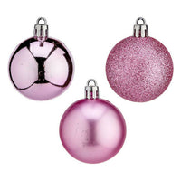 Blush Frost Bauble Set – Soft Pink Holiday Glamour