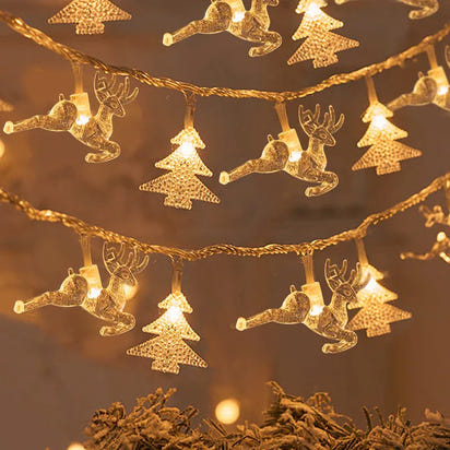 FrostGlow™ Christmas String Lights – Snowflake & Tree Edition