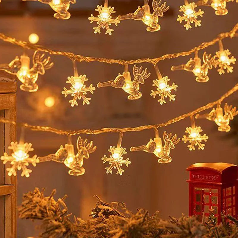 FrostGlow™ Christmas String Lights – Snowflake & Tree Edition