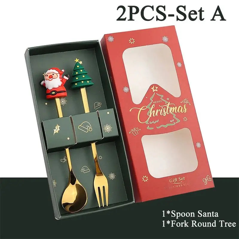 Christmas Cutlery Gift Set – Festive Gold Forks & Spoons