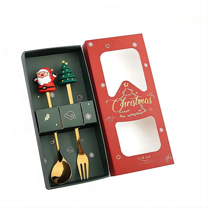 Christmas Cutlery Gift Set – Festive Gold Forks & Spoons