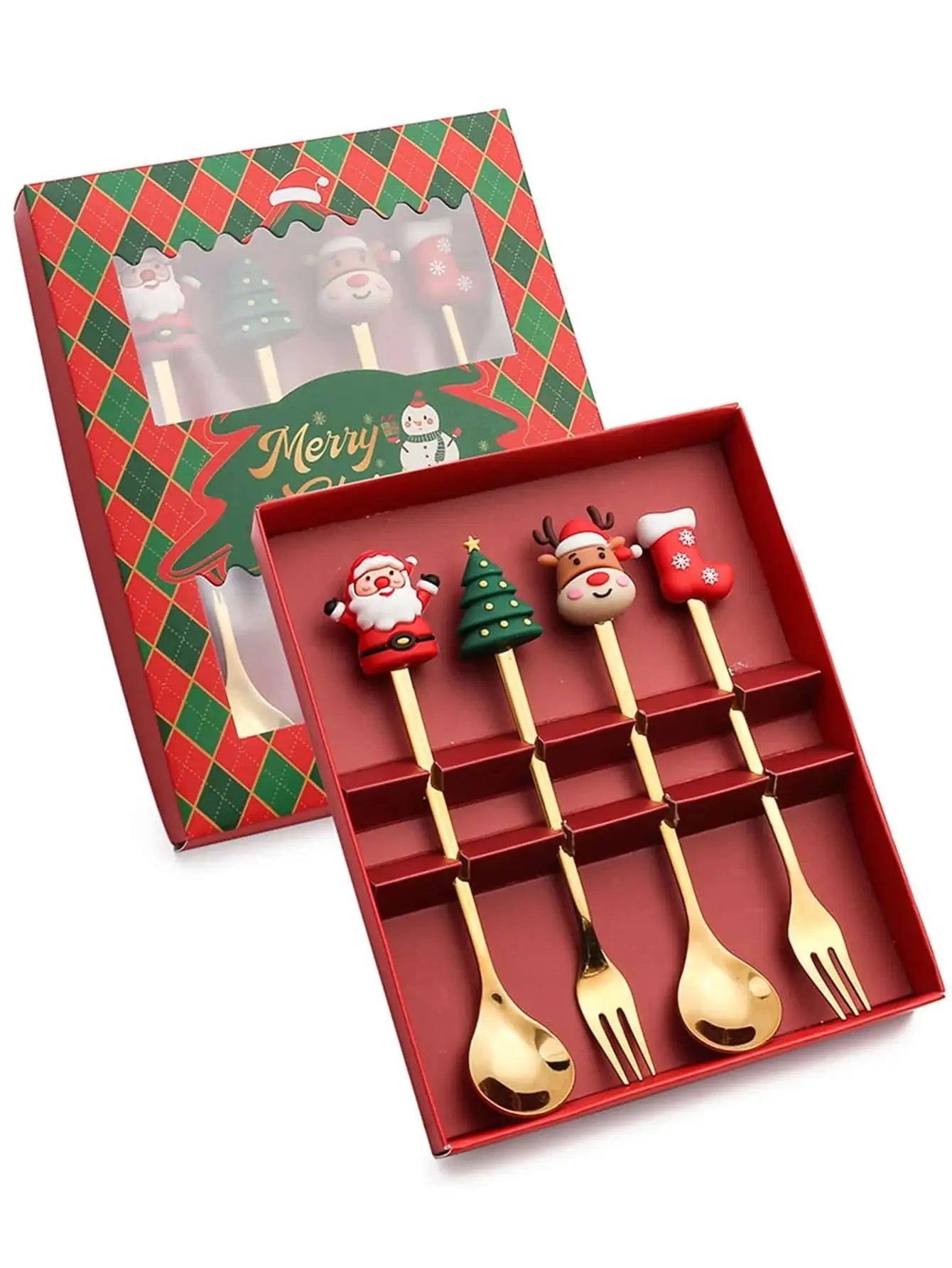 Christmas Cutlery Gift Set – Festive Gold Forks & Spoons