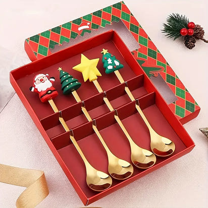 Christmas Cutlery Gift Set – Festive Gold Forks & Spoons