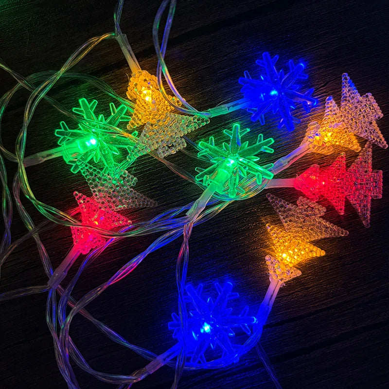 FrostGlow™ Christmas String Lights – Snowflake & Tree Edition