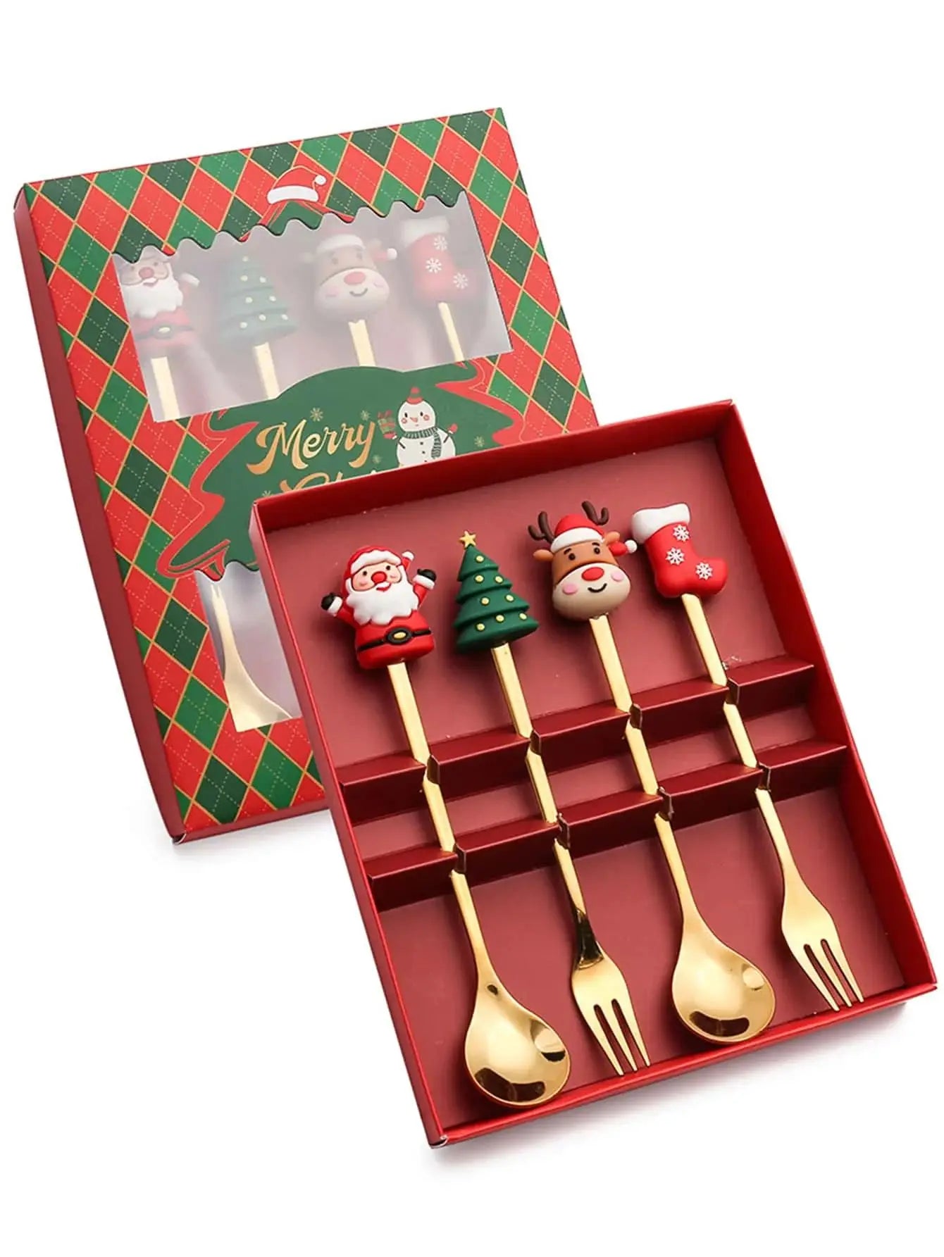 Christmas Cutlery Gift Set – Festive Gold Forks & Spoons