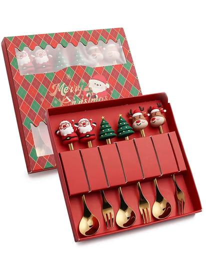 Christmas Cutlery Gift Set – Festive Gold Forks & Spoons