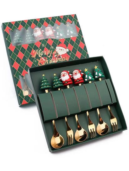 Christmas Cutlery Gift Set – Festive Gold Forks & Spoons
