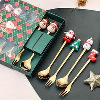 Christmas Cutlery Gift Set – Festive Gold Forks & Spoons