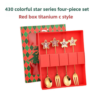 Christmas Cutlery Gift Set – Festive Gold Forks & Spoons