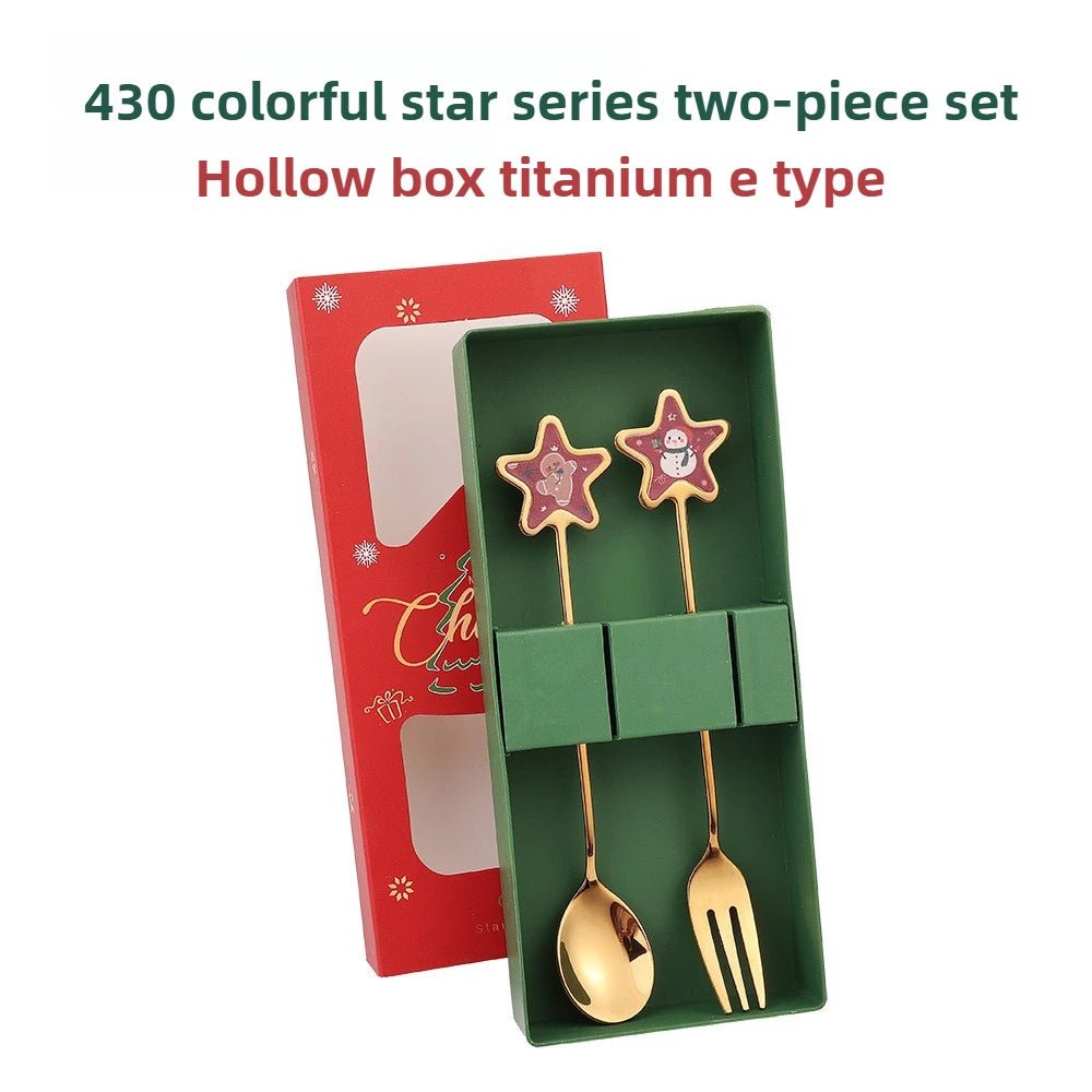 Christmas Cutlery Gift Set – Festive Gold Forks & Spoons