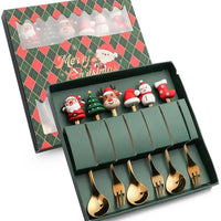 Christmas Cutlery Gift Set – Festive Gold Forks & Spoons