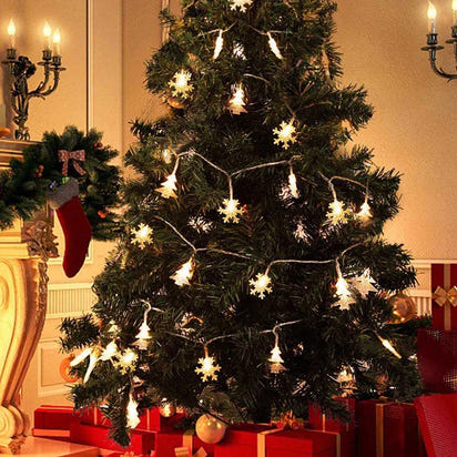FrostGlow™ Christmas String Lights – Snowflake & Tree Edition
