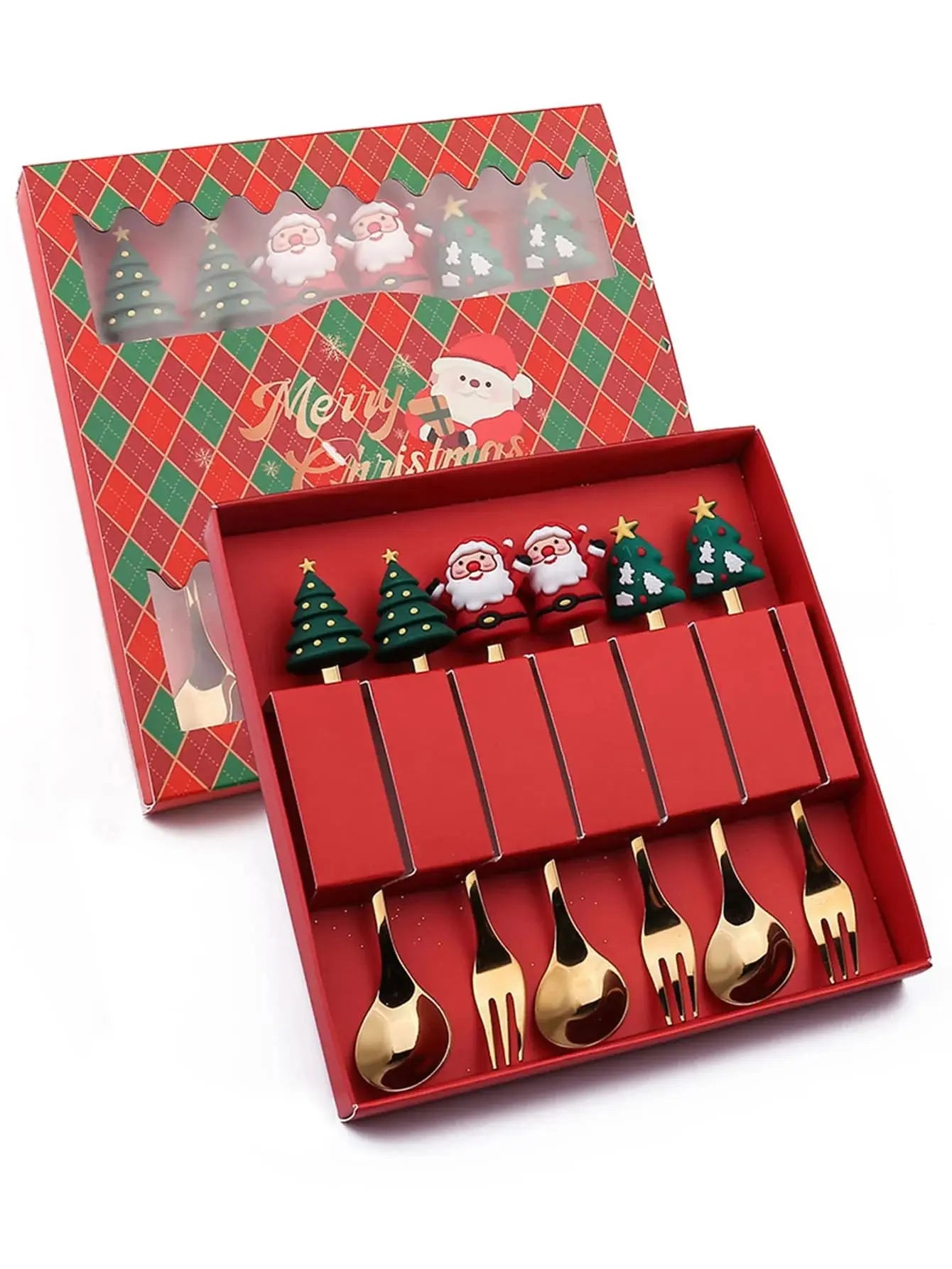 Christmas Cutlery Gift Set – Festive Gold Forks & Spoons