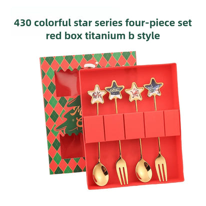 Christmas Cutlery Gift Set – Festive Gold Forks & Spoons